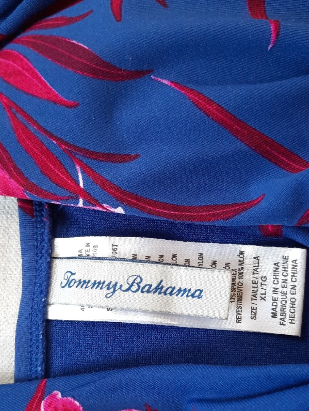 Tommy Bahama Navy Blue Floral Twist-Front Swim Tankini Top - Picture 2 of 8